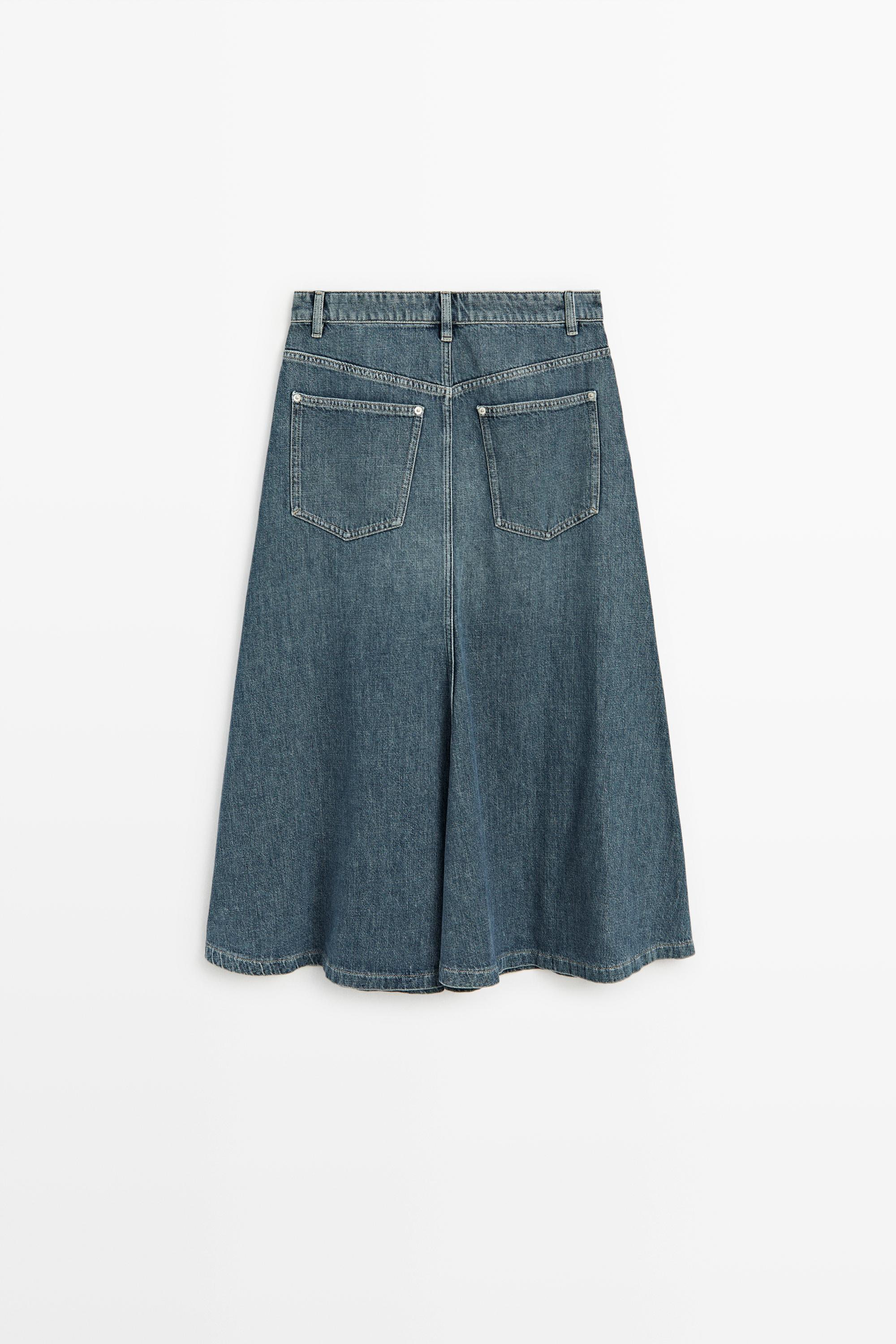 Jupe midi flare en jean